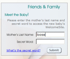 Mother's Last Name:loose    Secret Word:esidra
